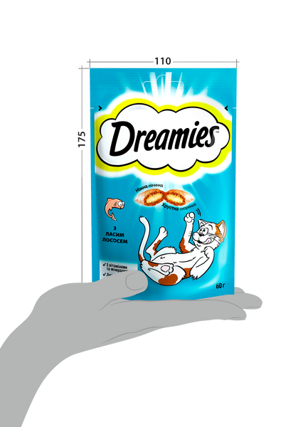 Ласощі для котів Dreamies з лососем 60 г 4008429037962 фото