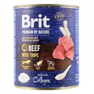 Вологий корм для собак Brit Premium Adult Beef with Tripe, Яловичина та тельбухи, паштет, 800 г 100411/8584 фото