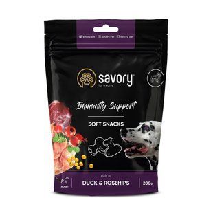 Ласощі для собак Savory М&rsquo;які Immunity, Качка та Шипшина 200 г 31331 Savory фото