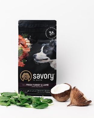 Сухий корм для собак Savory Medium Breed збагачений свіжим індиком та ягнятиною 3 кг