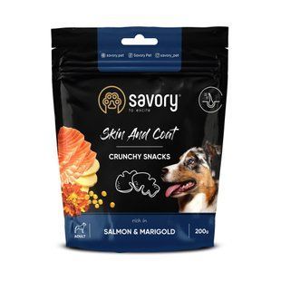 Ласощі для собак Savory М&rsquo;які Skin & Coat, Лосось та Нагідки 200 г 31355 фото