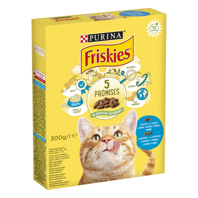 Сухий корм для дорослих котів Purina FRISKIES з лососем та овочами 300 г