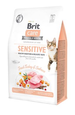 Сухий корм для котів Brit Care GF Sensitive HDigestion & Delicate Taste з чутливим травленням індичка та лосось 400 г