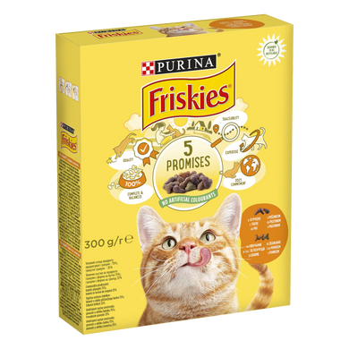 Сухий корм для дорослих котів FRISKIES з куркою та овочами 300 г