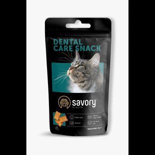 Ласощі для котів Savory Хрумкі подушечки для зубів котів Dental Care, від нальоту та каменю 60 г 31478 фото