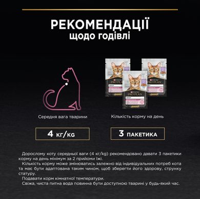 Вологий корм для дорослих котів PRO PLAN Delicate з чутливою травною системою комплекс NutriSavour шматочки у підливці з індичкою 85 г