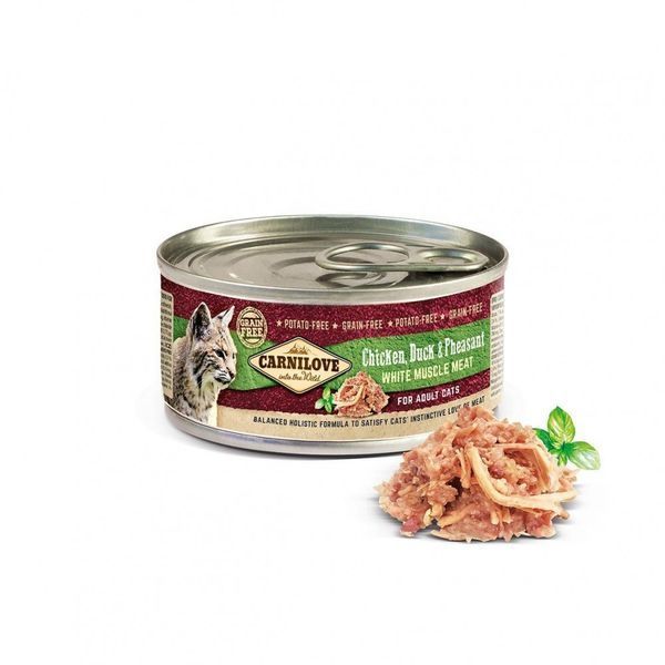 Вологий корм Carnilove Cat Chicken, Duck & Pheasant для дорослих котів (Курка, качка та фазан), 100 г 100560_Ексклюзив фото