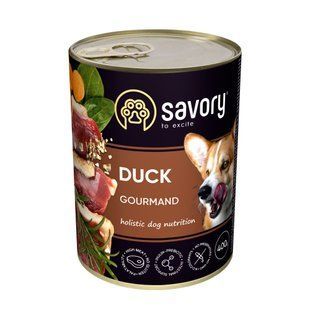 Вологий корм для собак Savory Gourmand Fresh Duck, Качка, 400 г 30457***** фото
