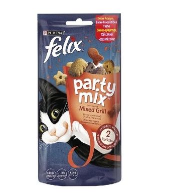 Ласощі для котів FELIX Party Mix Гриль Мікс зі смаком курки, яловичини та лосося 60 г