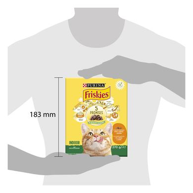 Сухий корм для дорослих котів FRISKIES Indoor що постійно перебувають у приміщенні з куркою та індичкою, з овочами 270 г