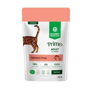 Nature's Protection Prime Sterilised Adult Cats Salmon and Trout Вологий корм для стерилізованих котів з лососем і фореллю, 85 г NPPR47915 фото