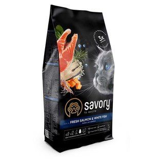 Сухий корм для котів Savory Холістик для вибагливих котів Gourmand, свіжий лосось та біла риба, 2 кг 30013 фото
