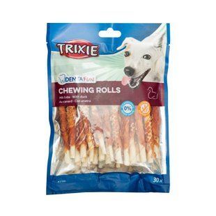 Ласощі для собак Trixie Жувальні палички Denta Fun Chewing Rolls з качкою, 12 см, 240 г, 30 шт 31395 фото