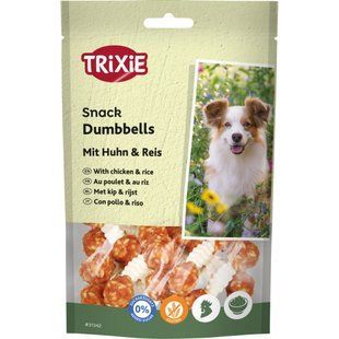 Ласощі для собак Trixie Denta Fun Chicken Chewing Dumbbells Гантель жувальна з куркою 100 г 6 шт 31342 фото