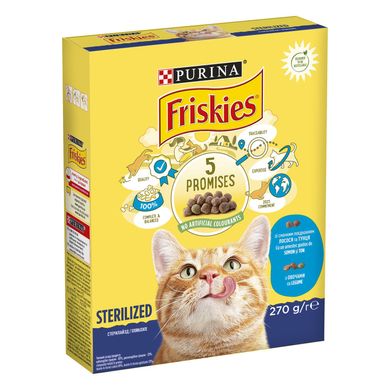 Сухий корм для дорослих котів після стерилізації FRISKIES Sterilized з лососем, тунцем та овочами 270 г