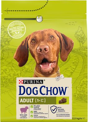 Сухий корм для дорослих собак DOG CHOW Adult 1+ з ягням 2,5 кг