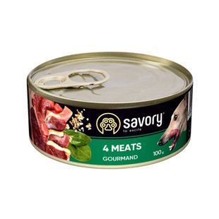 Вологий корм для собак Savory Gourmand Fresh 4 Types of Meat, 4 види м'яса, 100 г 30372***** фото