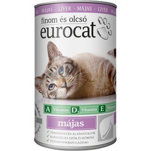 Вологий корм для котів EuroCat Liver, Шматочки в желе з печінкою, 415 г 848118***** фото