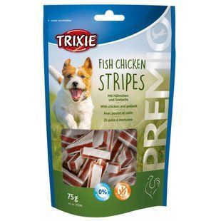 Ласощі для собак Trixie Premio Stripes with Chicken & Pollock палички з куркою та мінтаєм 75 г 31534 фото