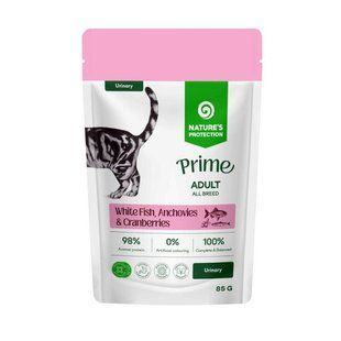 Nature's Protection Prime Urinary Adult Cats White Fish, Anchovies and Cranberries Вологий корм для котів для підтримки сечовидільної системи з білою рибою, анчоусами і журавлиною, 85 г NPPR47916 фото