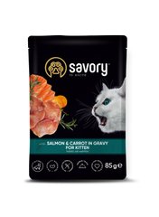 Вологий корм для кошенят Savory Kitten з лососем та морквою у соусі 85 г