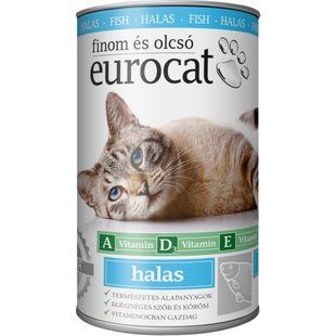 Вологий корм для котів EuroCat Fish, Шматочки в желе з рибою, 415 г 848101***** фото