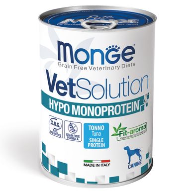 Вологий корм Для дорослих собак Monge VetSolution Wet Hypo canine тунeць 0,4 кг