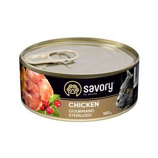 Вологий корм для котів Savory для стерилізованих котів Adult Cat Sterilised Fresh Chicken, курка, 100 г 30747***** фото