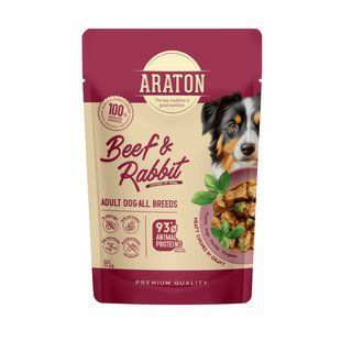 ARATON Adult with Beef and Rabbit Вологий корм для дорослих собак з яловичиною і кроликом, 85 г ART47933 фото