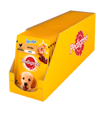 Упаковка вологого корму Pedigree для цуценят Курка з рисом в желе 24 шт. * 100 г