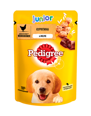 Упаковка вологого корму Pedigree для цуценят Курка з рисом в желе 24 шт. * 100 г