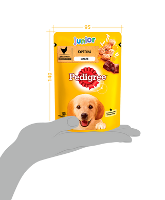 Упаковка вологого корму Pedigree для цуценят Курка з рисом в желе 24 шт. * 100 г