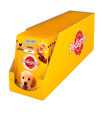 Упаковка вологого корму Pedigree для цуценят Курка з рисом в желе 24 шт. * 100 г