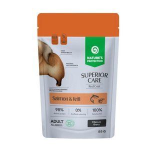 Nature's Protection Superior Care Red Coat Grain Free Adult Salmon and Krill Вологий корм для собак з рудим забарвленням з лососем і крилем, 85 г NPSC70466 фото