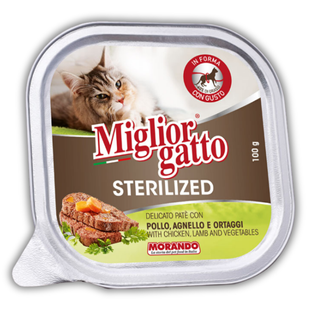 Беззернові консерви для стерилізованих котів Morando Miгliorгatto Sterilized з куркою ягням та овочами 100 г 01452 фото