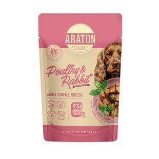 ARATON Adult with Poultry and Rabbit Вологий корм для дорослих собак з м'ясом птиці і кроликом, 85 г ART47934 фото
