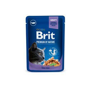 Вологий корм для котів Brit Premium Тріска, павуч 100 г 100272 /506002 фото