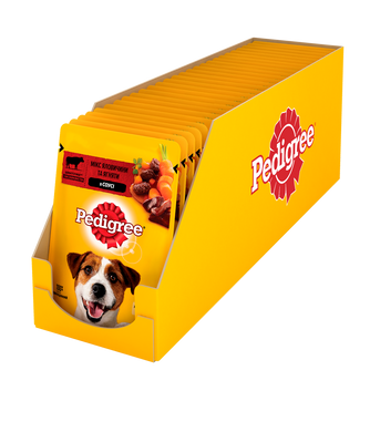 Упаковка вологого корму для собак Pedigree Яловичина, Ягня в соусі 24 шт. * 100 г