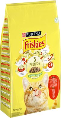 Сухий корм для дорослих котів FRISKIES з яловичиною, куркою і овочами 10 кг