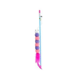 HIPPIE PET Іграшка для котів Вудка-гусінь рожева з фіолетовим 30 см HIPCW2303036G фото