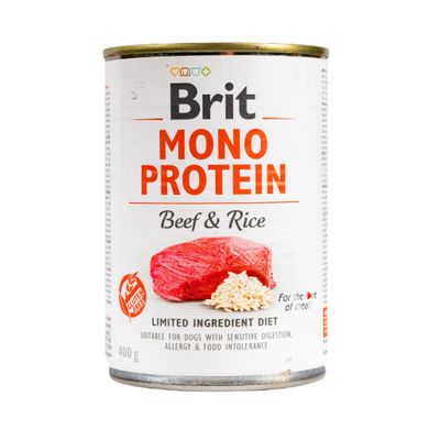 Влажный корм для собак Brit Mono Protein с говядиной и темным рисом 400 г