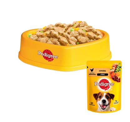 Упаковка вологого корму для собак Pedigree з куркою в соусі 24 шт. * 100 г