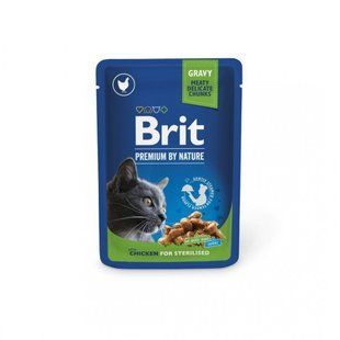 Вологий корм для котів Brit Premium для стерилізованих котів, Курка, павуч 100 г 100275 /506033 фото