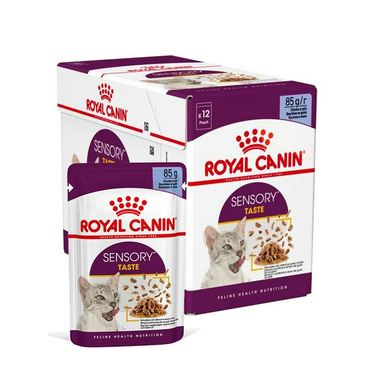 Упаковка вологого корму для дорослих котів ROYAL CANIN SENSORY TASTE JELLY 12 шт. по 85 г