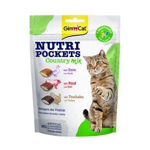 Ласощі для котів GimCat вітамінні Nutri Pockets Кантрі мікс з качкою яловичиною та індичкою 150 г G-419183/419275 фото
