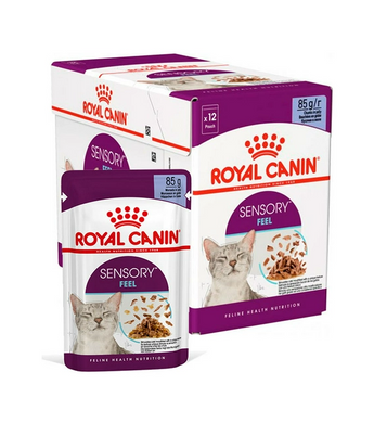 Упаковка вологого корму для дорослих котів ROYAL CANIN SENSORY FEEL JELLY 12 шт. по 85 г