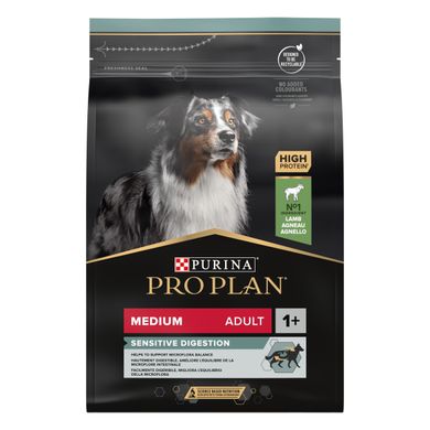 Сухой корм для взрослых собак PRO PLAN Medium Adult 1+ Sensitive Digestion средних пород с чувствительным пищеварением с ягненком 3 кг