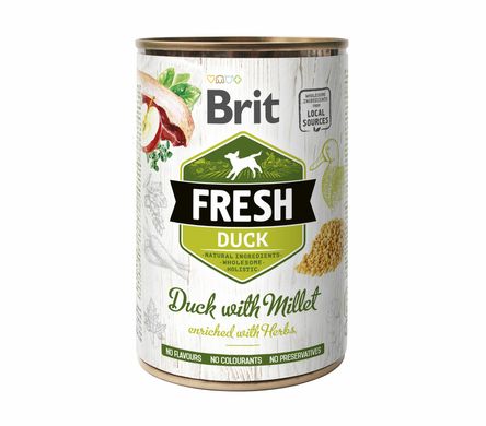 Вологий корм для собак Brit Fresh Duck/Millet качка пшоно 400 г