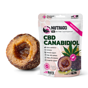LK Baits Pet Nutrigo CBD Mini Функціональні ласощі для собак дрібних порід з конопляною олією (&Oslash; 15 мм), 75 г 7777031 фото