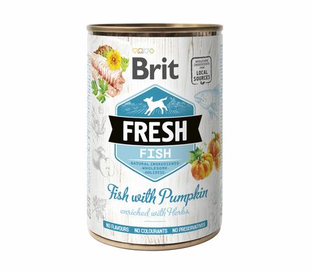 Вологий корм для собак Brit Fresh Fish/Pumpkin риба гарбуз 400 г